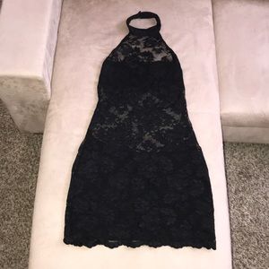 Bebe black lace dress L
